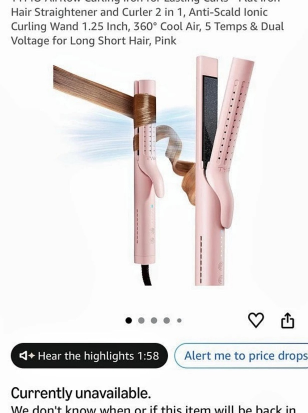 TYMO Airflow Hair Styler in Pink